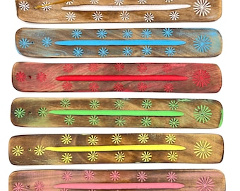 Porta incienso de madera de colores - Regalo de inauguración de la casa