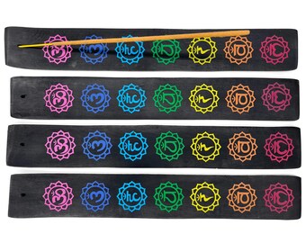 Wierookhouder met 7 chakra's, zwarte wierookbrander, zeven chakra's, unieke geschenken