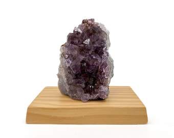 Amethyst Crystal in Wood Base, Brazil crystal, gift, home decor, natural rock