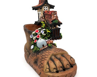 Terracotta Foot House, Made in Bolivia, Home Decor, Pottery, Ceramic