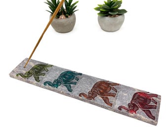 Soapstone Elephant Incense Holder | Hand Carved Stone Incense Burner | Boho Home Decor Gift