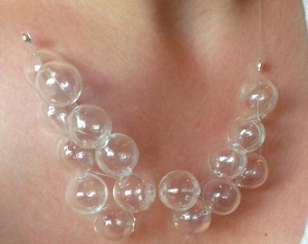 Glass Bubble Necklace, Clear Bubble Necklace, Bubble Statement Necklace