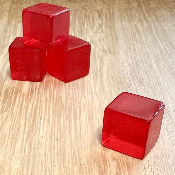 Vintage Bakelite Cube Blanks Lot (4) for Jewelry Making - Cherry Red Translucent