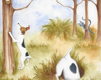 Jack Russell Terrier  PRINT of Original Art  Print offered in three sizes Busy Dogs