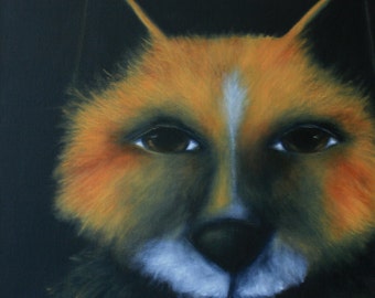 Fox Archival PRINT of original painting 8" X 8" forest wildlife artwork Deb Harvey