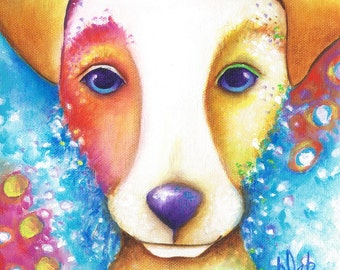 Terrier Dog Original Acrylic Painting: Colorful Abstract Pet Portrait