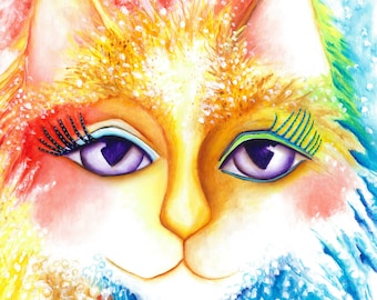 Cat Abstract  PRINT of Original Art  Print offered in three sizes SPRING