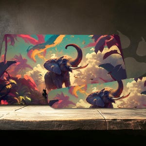 Rainbow Elephant Playmat: Desk Mat & Mouse Pad Combo, TCG Playmat
