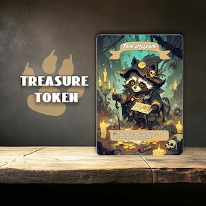 Raccoon Theme Treasure Token, Magic Token Card, Proxy Card Single Card