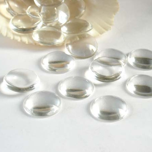 20 Clear Glass Cabochons 14mm