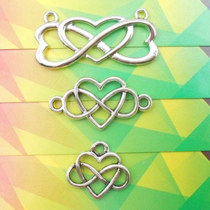 1 Antique Silver Heart Infinity Charm or Connector 1-20A-C Alternative Triad Family Polyamorus Villiage Tribe Love