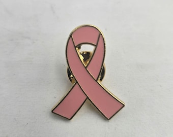 Pink Awareness Ribbon Enamel Lapel Pin Brooch with rubber pin back