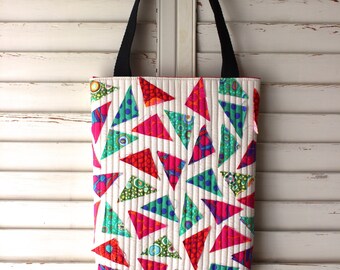 Scrappy Tote Bag Variation 2 - purse, quilted, quilting, kaffe fassett, ooak, satchel, colorful, indie, handmade, fabric