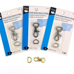 Kleiner Drehhaken und D-Ring - gunmetal, nickel, altmessing, gold - Nähen, Taschenherstellung, Geldbörse, Brieftasche, Karabiner, Drehverschluss, Hardware
