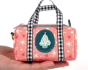 Kit de bolsa de lona pequeña: adorno navideño con alegría festiva y materiales de costura