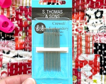 Agujas para bordar tamaño 2 de S. Thomas & Sons - Paquete de 12 - bordado, manualidades, costura, hilo, puntada