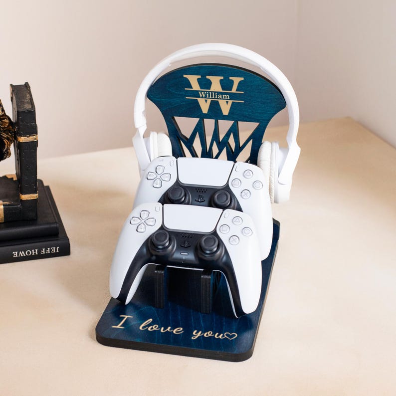 Personalized Controller Holder, Headphone Stand, Birthday Gift for him, Unique gift for Gamer Boy, Gamer gifts, ps5 xbox controller Stand image 2