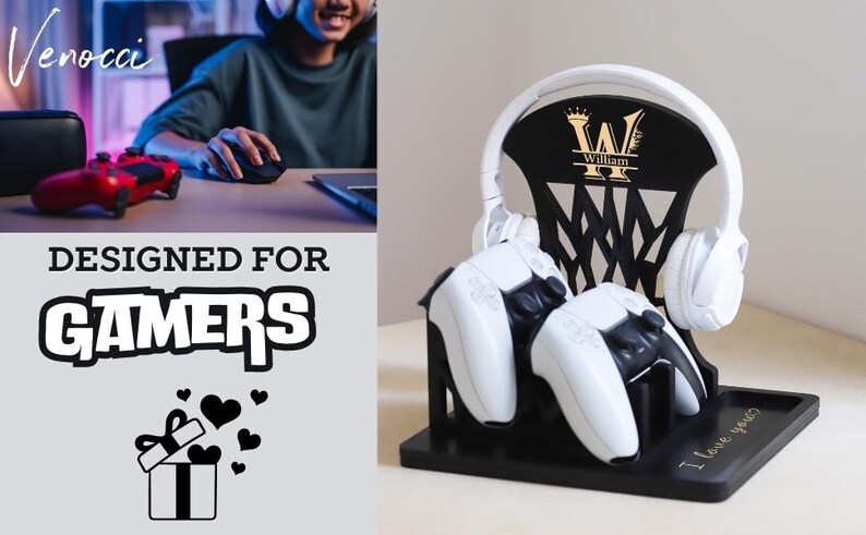 Controller Stand, Headphone Holder, Christmas Gifts for Him, Birthday Gift for Husband, Christmas Gift for brother, Anniversary Gift for him