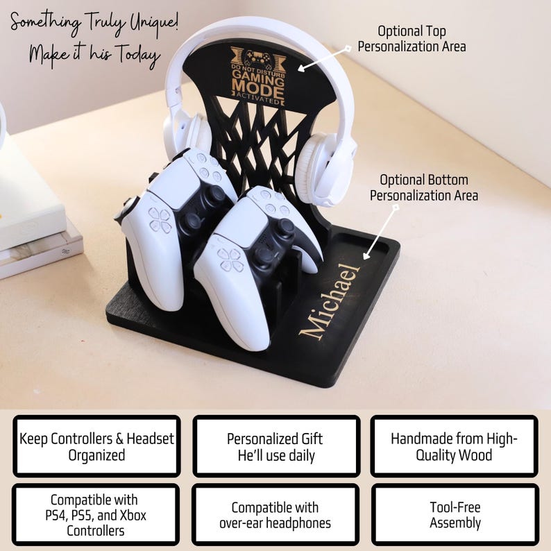 Controller Stand, Headphone Holder, Christmas Gifts for Him, Birthday Gift for Husband, Christmas Gift for brother, Anniversary Gift for him