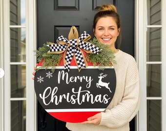 Christmas Front Door Decor | Merry Christmas | Christmas Wreath | Christmas Decor | Christmas Sign | Christmas Door Wreath | Christmas
