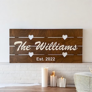 Custom Wood Sign, Personalized Wedding Gift, Housewarming Gift, Established Sign, Family Last Name Sign for Wall, Bridal Shower Gift
