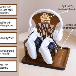 Controller Stand, Headphone Holder, Personalized Father's day Gift for Husband from wife, Gifts for Gamer Dad, Christmas gift for him image 4