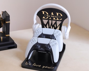 Soporte personalizado para mando, soporte para auriculares, regalos de cumpleaños para él, regalo de aniversario para marido, regalo del día del padre para papá gamer.