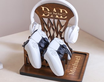 Controller-Ständer, Kopfhörerhalter, personalisiertes Vatertagsgeschenk für Ehemann von Frau, Geschenke für Gamer-Vater, Weihnachtsgeschenk für ihn