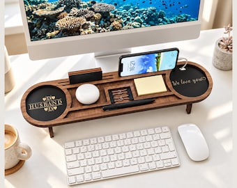 Personalized Wood Desk Organizer I Fathers day gift for husband  I Christmas gift for him I Birthday Gifts for man I Desk Organizer