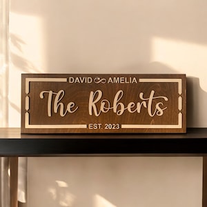 Personalized Wedding Sign Gift, Wooden Family Last Name Established Sign, Custom Wood Sign, Anniversary Gift, Couple Sign Gift, Wall Decor
