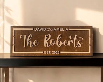 Personalized Wedding Sign Gift, Wooden Family Last Name Established Sign, Custom Wood Sign, Anniversary Gift, Couple Sign Gift, Wall Decor