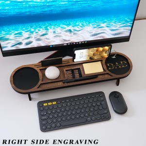 Desk organizer with right side engraving custom text modern office setup personalized gift
