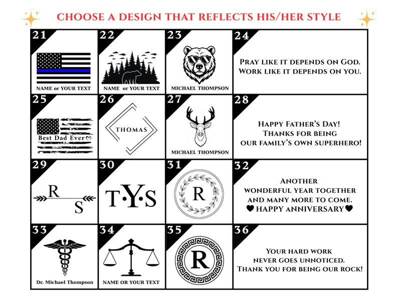 Additional monogram designs for custom desk organizer engraving choose your personalized style