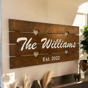 Custom Wood Sign, Wood Last Name Sign, Custom Family Name Sign, Housewarming Gift, Anniversary Gift, Wedding Gift, Living Room Wall Decor
