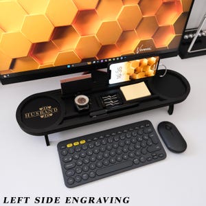 Personalized desk organizer with left side engraving modern workspace setup gift for men office organizer