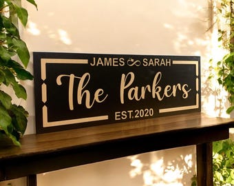 Personalized Wedding Wall Sign Gift, Housewarming Gift for New Home, Established Family Last Name Sign, Bridal Shower Gift, Anniversary Gift