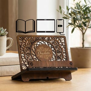 Personalized Wooden Book Nook, Book Page Holder, Reading Stand, Gifts for readers, Cookbook stand, Book page holder, Gift for book lover