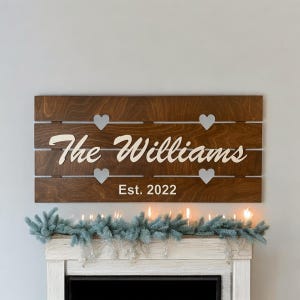 Custom Wood Sign, Personalized Wedding Gift, Housewarming Gift, Established Sign, Family Last Name Sign for Wall, Wedding Anniversary Gift