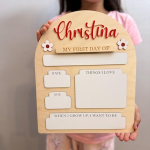 First Day And Last Day of School Board | Custom Dry Erase Board with Name Engraved Wood Reusable