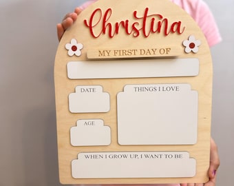 First Day And Last Day of School Board | Custom Dry Erase Board with Name Engraved Wood Reusable