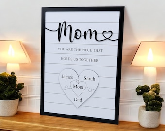Mama Puzzle-Zeichen Muttertagsgeschenk von Kindern Ehemann, individuell graviertes Schild-Stück, das uns zusammenhält, Oma Geschenk-personalisiertes Unikat