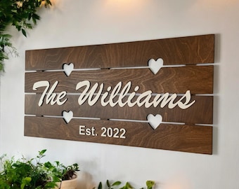 Personalized Wedding Gift Last Name Established Sign Family Name Sign Wooden Sign Custom Wood Sign Anniversary Couple Gift Personalized Sign