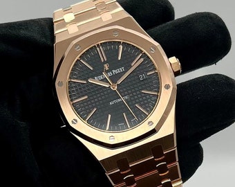 Audema - Piguet Royal Oak Rose Gold Selfwinding 41 mm Black Index 15400OR.OO.1220OR.01, Automatic Watch, Mens Watch, Gift for him, Jewelry