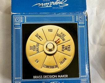 Vintage Brass Decision Maker, Spinner, Novelty Fortune Teller, Work Place Humor, Sit On It, Pass The Buck Yes No, Cheeky Gifts for Boss