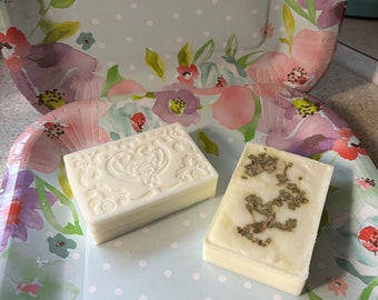 Homemade soap, hempseed oil and eucalyptus leaves. Made with goats milk.