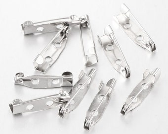 Silver tone metal Brooch Pin Backs 20x5mm Bulk Lot 10 / 50 / 100 / 250 silver metal for jewelry making
