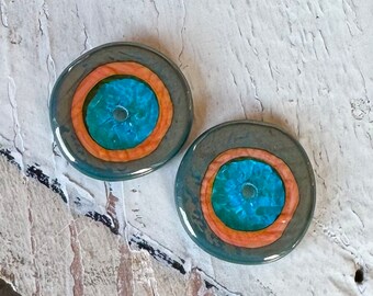 Boiler Room Studios - TEXTURED DISCS - Turquoise Orange and Bright Blue