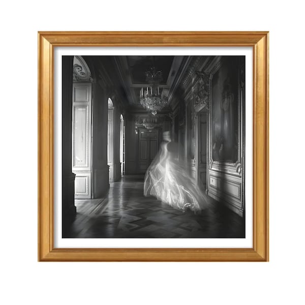 Ghostly image of Marie Antoinette art. Digital print for moody art lovers. Dark academia art. Halloween wall art. French wall art.