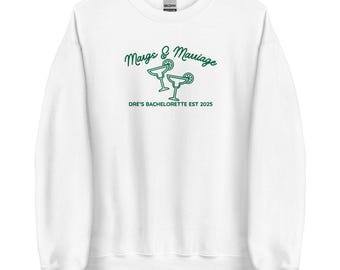 Embroidered Bachelorette Party Sweatshirt: Margs & Marriage, Customizable Gildan Pullover