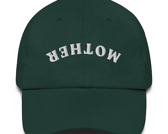 Gorra de béisbol divertida para mamá con la palabra "Mamá" bordada al revés